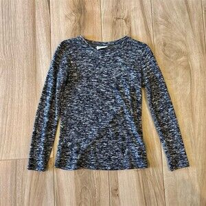 Universal Thread Women's Top XS Long Sleeve Crew Neck Black Gray Marled